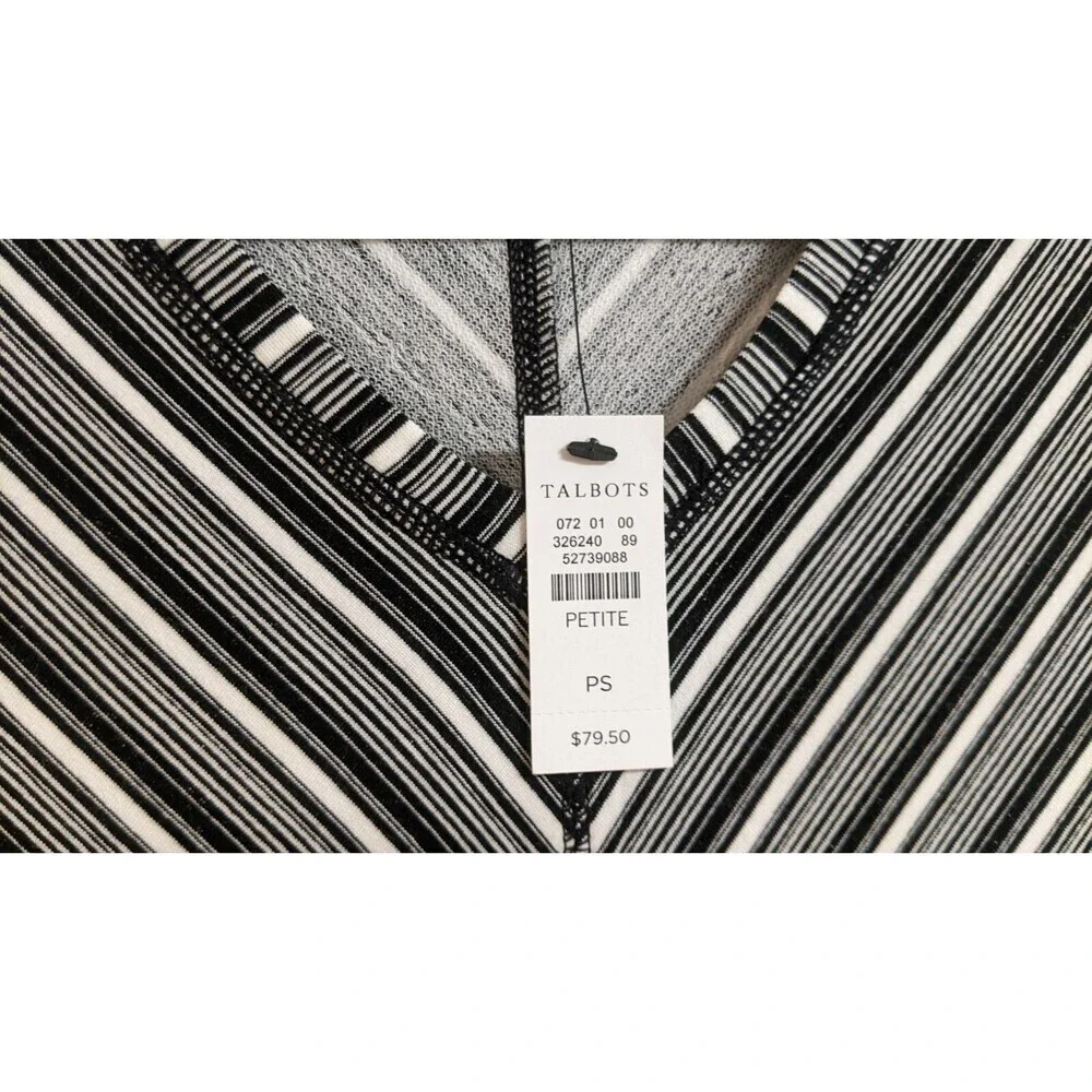 NWT~ T by Talbots Black White Striped Knit V Neck Dress Size Petite Small - Picture 4 of 7